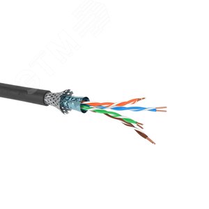 (RN5ESUKPEBK) Кабель витая пара кат.5E экранированный SF/UTP, 4 пары, светостабилизированный ПЭ, цвет внешней оболочки черный, (305 м/уп)