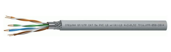 Кабель витая пара СПЕЦЛАН SF/UTP Cat 5е PVC 4х2х0,52