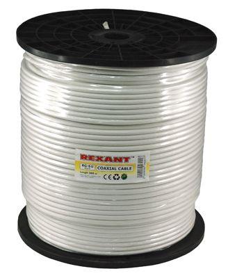 (01-2203) Кабель RG-6U, (64%), 75 Ом, 305м., белый REXANT (01-2203) Кабель RG-6U, (64%), 75 Ом, 305м., белый REXANT