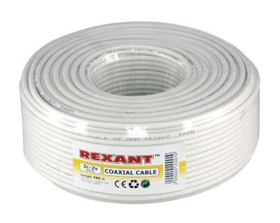 (01-2611) Кабель 3С-2V, (48%), 75 Ом, 100м., белый REXANT