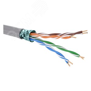 (RN5EFUK03GY) Кабель витая пара кат. 5E экранированный F/UTP, 4 пары, нг(А)-LSLTx, цвет внешней оболочки серый, катушка 305 м (305 м/уп)
