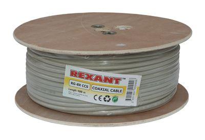 (01-2021) Кабель RG-8х, (75%), 50 Ом, 100м., серый REXANT