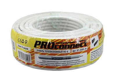 (01-2205-20) Кабель RG-6U, (48%), 75 Ом, 20м., белый PROCONNECT