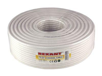 (01-2221) Кабель RG-6U+CU, (64%), 75 Ом, 100м., белый REXANT