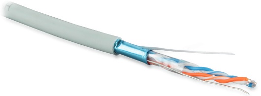 (41477)Hyperline FUTP2-C5-S24-IN-PVC-GY-500 (500 м) Кабель витая пара, экранированная F/UTP, категория 5, 2 пары (24 AWG)