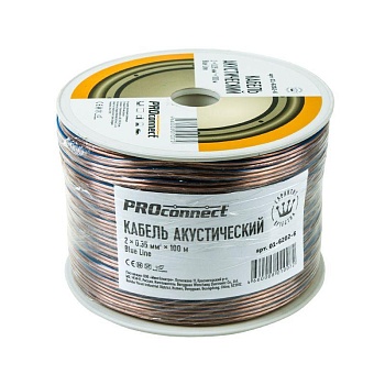 (01-6202-6) Кабель акустический, 2х0.35 мм², прозрачный BLUELINE, 100 м. PROCONNECT (01-6202-6) Кабель акустический, 2х0.35 мм², прозрачный BLUELINE, 100 м. PROCONNECT
