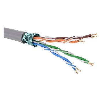 (RN5EFUKPVGY) Кабель витая пара кат. 5E экранированный F/UTP, 4 пары, для одиночной прокладки, ПВХ, цвет внешней оболочки серый (305 м/уп)