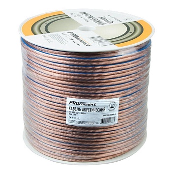 (01-6210-6) Кабель акустический, 2х6.00 мм², прозрачный BLUELINE, 100 м. PROCONNECT (01-6210-6) Кабель акустический, 2х6.00 мм², прозрачный BLUELINE, 100 м. PROCONNECT