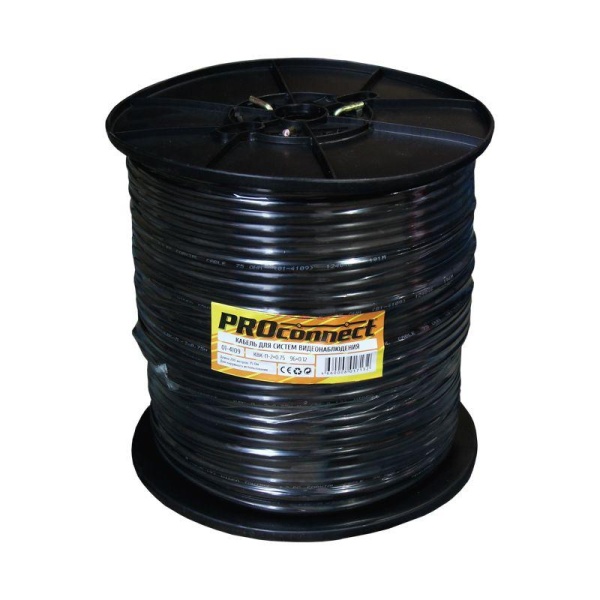 (01-4109) Кабель для видеонаблюдения КВК-П-2 + 2х0,75мм² (CCA), (96), 200м., черный, OUTDOOR PROCONNECT