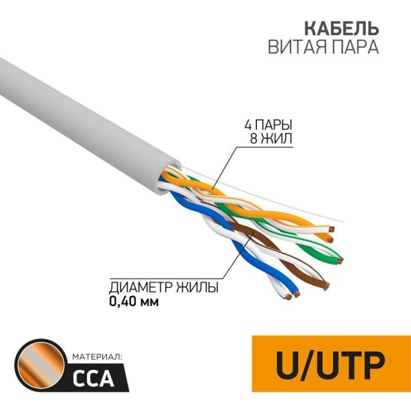 (01-0048-3) Кабель UTP 4PR 26AWG CAT5e 305м CCA PROCONNECT LIGHT (01-0048-3) Кабель UTP 4PR 26AWG CAT5e 305м CCA PROCONNECT LIGHT