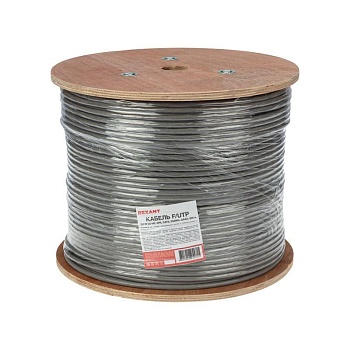 (01-0167) Кабель витая пара F/UTP, CAT 6, LSZH нг(А)-HF, 4PR, 23AWG, INDOOR, SOLID, серый, 305м, REXANT