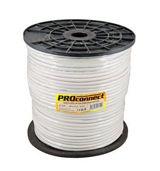 (01-4108) Кабель для видеонаблюдения КВК-В-2 + 2х0,75мм² (CCA), (96), 200м., белый PROCONNECT