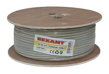 (01-2021) Кабель RG-8х, (75%), 50 Ом, 100м., серый REXANT