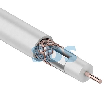 (01-2223) Кабель RG-6U+CU, (75%), 75 Ом, 100м., белый REXANT