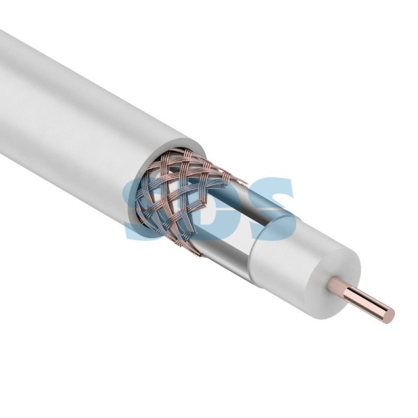 (01-2223) Кабель RG-6U+CU, (75%), 75 Ом, 100м., белый REXANT
