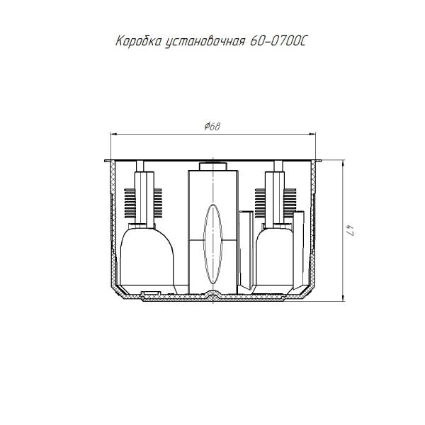 Коробка установочная 60-0700С двухкомпонентная универсальная 68х47 (210шт/кор) Промрукав (60-0700С)