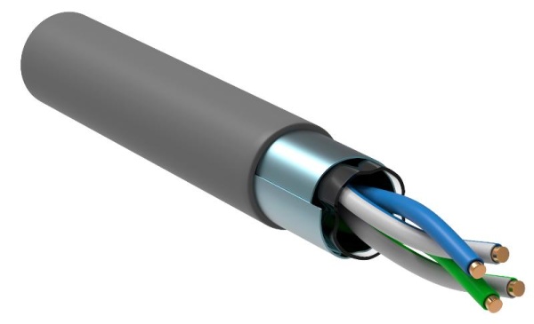 (LC1-C5E02-311) ITK Витая пара F/UTP кат.5E 2х2х24AWG PVC серый (500м)