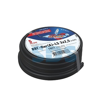 (01-8272-5) Кабель силовой медный ВВГнг(А)-LS 3х2,5 мм², длина 5 метров, ГОСТ 31996-2012, ТУ 16.К71-310-2001 (плоский) (REXANT)