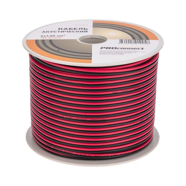 (01-6105-6) Кабель акустический, 2х1.00 мм², красно-черный, 100 м. PROCONNECT