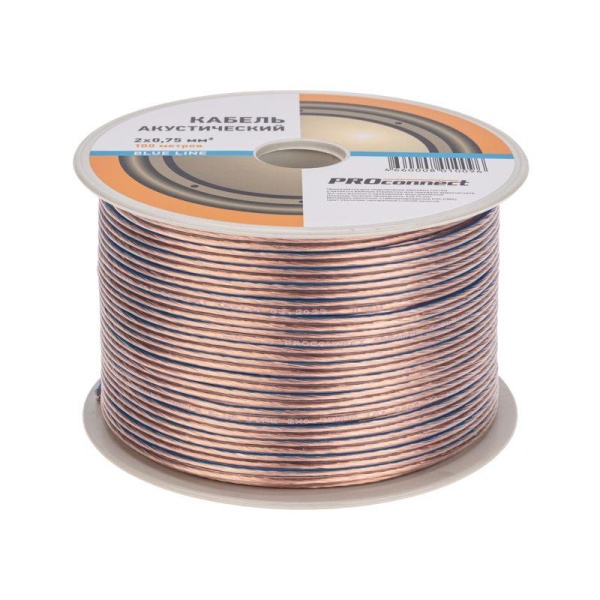 (01-6204-6) Кабель акустический, 2х0.75 мм², прозрачный BLUELINE, 100 м. PROCONNECT (01-6204-6) Кабель акустический, 2х0.75 мм², прозрачный BLUELINE, 100 м. PROCONNECT