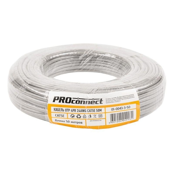 (01-0043-3-50) Кабель UTP 4PR 24AWG CAT5e 50м PROCONNECT
