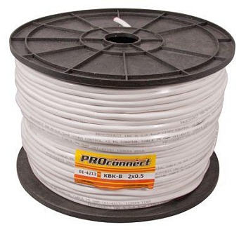 (01-4213) Кабель для видеонаблюдения КВК-В-2 + 2х0,50мм², 200м., белый PROCONNECT