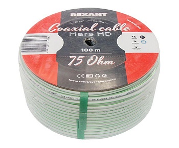(01-2502) Кабель MARS HD, Cu/Al/CuSn, (96%), 75 Ом, 100м., белый REXANT
