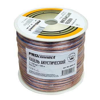 (01-6203-6) Кабель акустический, 2х0.50 мм², прозрачный BLUELINE, 100 м. PROCONNECT (01-6203-6) Кабель акустический, 2х0.50 мм², прозрачный BLUELINE, 100 м. PROCONNECT