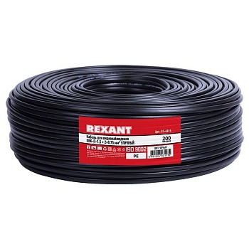 (01-4015) Кабель для видеонаблюдения KBK-П- 2х0,75мм², 200м., черный OUTDOOR REXANT (01-4015) Кабель для видеонаблюдения KBK-П- 2х0,75мм², 200м., черный OUTDOOR REXANT