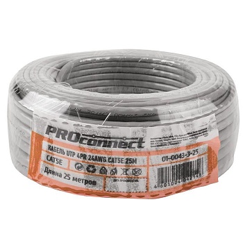 (01-0043-3-25) Кабель UTP 4PR 24AWG CAT5e 25м PROCONNECT (01-0043-3-25) Кабель UTP 4PR 24AWG CAT5e 25м PROCONNECT
