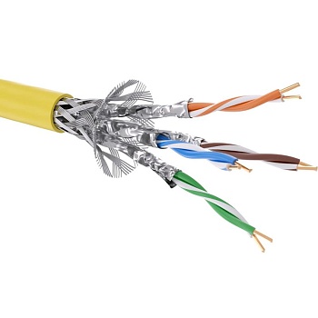 (RN7SFK02YL) Кабель витая пара кат. 7 экранированный, S/FTP, 4 пары, нг(А)-LS, цвет внешней оболочки желтый, катушка 500 м (500 м/уп)