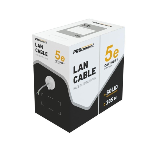 (01-0043-3) Кабель UTP 4PR 24AWG CAT5e 305м CCA PROCONNECT (01-0043-3) Кабель UTP 4PR 24AWG CAT5e 305м CCA PROCONNECT