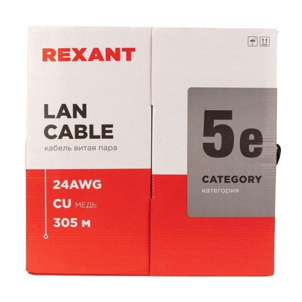 (01-0045) Кабель UTP 4PR 24AWG CAT5e 305м OUTDOOR REXANT (01-0045) Кабель UTP 4PR 24AWG CAT5e 305м OUTDOOR REXANT