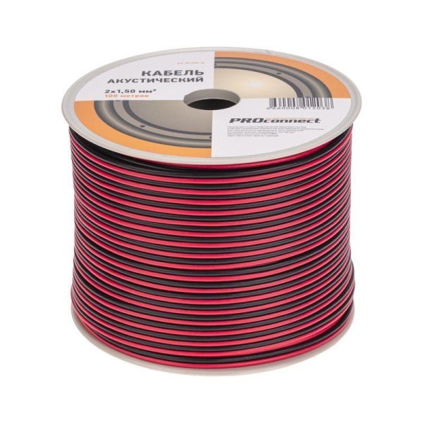 (01-6106-6) Кабель акустический, 2х1.50 мм², красно-черный, 100 м. PROCONNECT (01-6106-6) Кабель акустический, 2х1.50 мм², красно-черный, 100 м. PROCONNECT