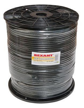 (01-2232) Кабель RG-6U+CU, (64%), 75 Ом, 305м., черный (OUTDOOR) REXANT