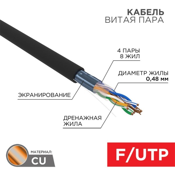 (01-0154) Кабель FTP 4PR 24AWG CAT5e 305м OUTDOOR PROCONNECT