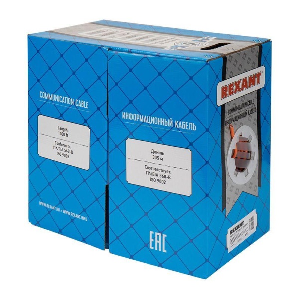 (01-0050) Кабель UTP 4PR 23AWG CAT6 305м нг(А)-HF REXANT (01-0050) Кабель UTP 4PR 23AWG CAT6 305м нг(А)-HF REXANT