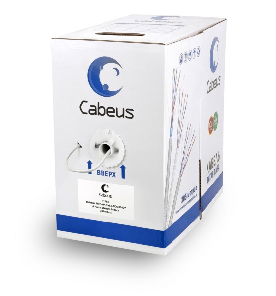 Cabeus UTP-4P-Cat.6-SOLID-GY Внутренняя неэкранированная витая пара (7178c)