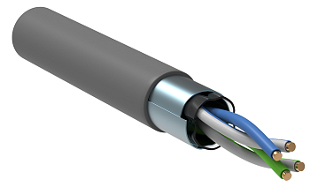 (LC1-C5E02-321) ITK Витая пара F/UTP кат.5E 2х2х24AWG LSZH серый (500м)
