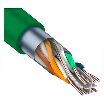 (01-0172) Кабель витая пара F/UTP, CAT 6, нг(А)-HFLTх, 4х2х0,575мм, 23AWG, INDOOR, SOLID, зеленый, 305м REXANT