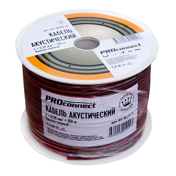 (01-6102-6) Кабель акустический, 2х0.35 мм², красно-черный, 100 м. PROCONNECT (01-6102-6) Кабель акустический, 2х0.35 мм², красно-черный, 100 м. PROCONNECT