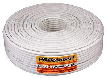 (01-2206) Кабель RG-6U+Cu, (48%), 75 Ом, 100м., белый PROCONNECT