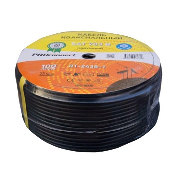 (01-2436-1) Кабель SAT 703 B, Cu/Al/Al, (75%), 75 Ом, 100м., черный OUTDOOR PROCONNECT