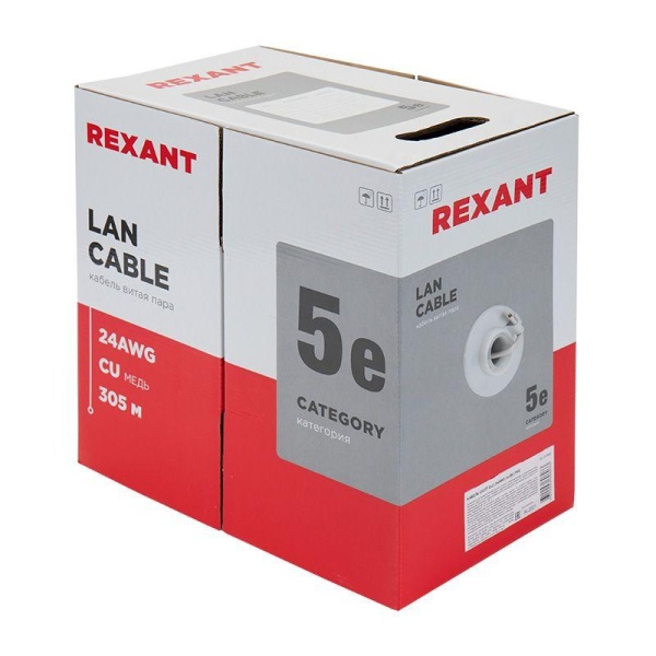 (01-0023) Кабель UTP 2PR 24AWG CAT5e 305м REXANT (01-0023) Кабель UTP 2PR 24AWG CAT5e 305м REXANT