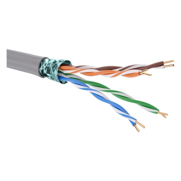 (RN5EFUK01GY) Кабель витая пара кат. 5E экранированный F/UTP, 4 пары, нг(А)-HF, цвет внешней оболочки серый, катушка 305 м (305 м/уп)