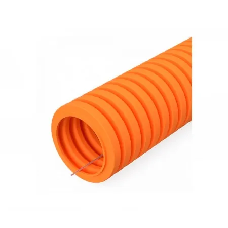 Труба гофрированная ПВХ легкая 350 Н оранжевая с/з d63 мм (15 м/360 м уп/пал) Промрукав (PR01.0136)