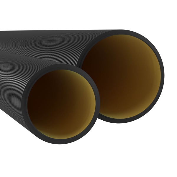 (160920A-8K) Двустенная труба ПНД жесткая для кабельной канализации д.200мм, SN8, 1010Н, 6м, цвет черный