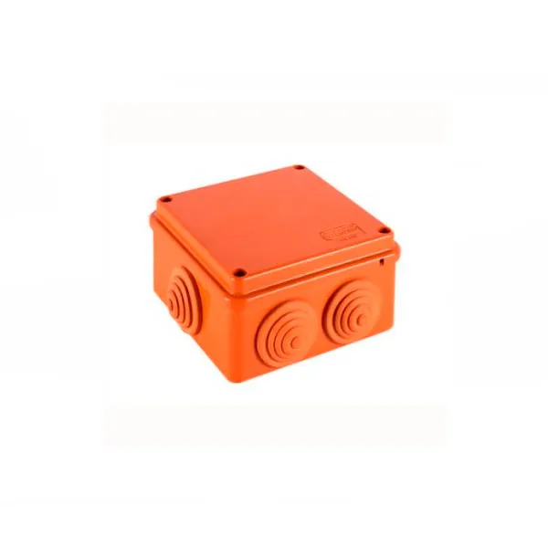 (43497HF) JBS100 Коробка огн. E110, о/п 100х100х55мм, без галогена, 6 вых., IP55, 10P, (1,5-6 мм2), цвет оранж. Экопласт